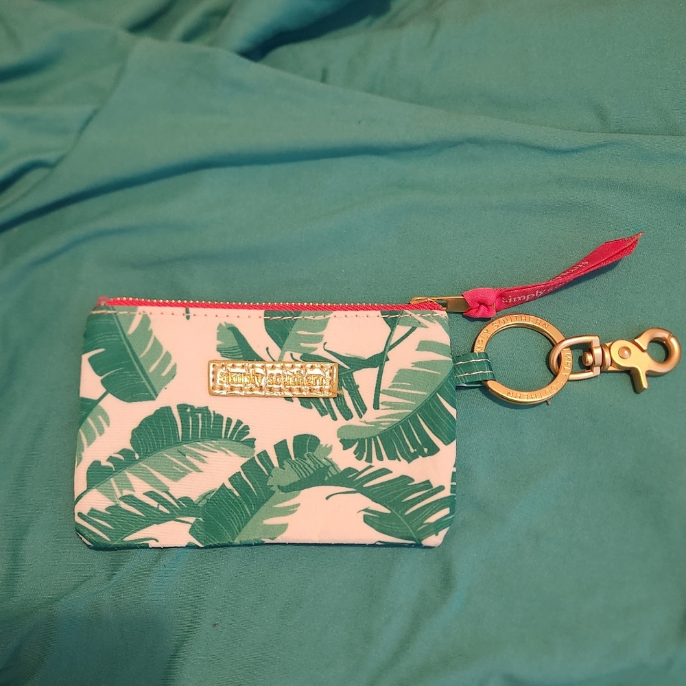 Simply Sputhern Key Chain Purse with Palm Leaves